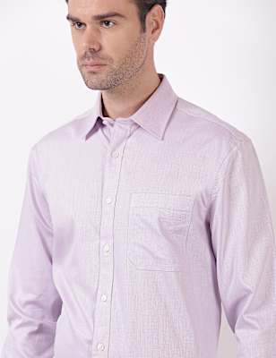 Cotton Self Design Spread Collar Shirts