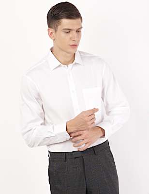 Pure Cotton Plain Cut Away Collar Shirt
