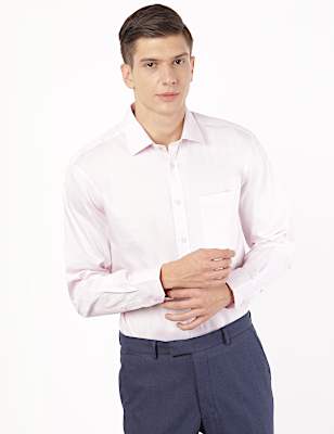 Pure Cotton Plain Spread Collar Shirt