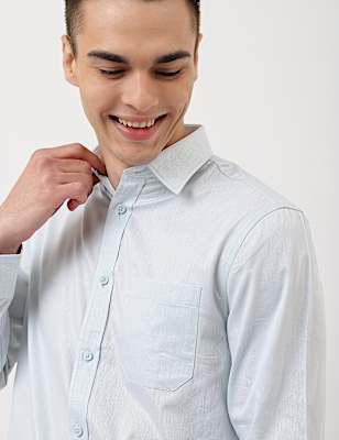 Pure Cotton Plain Spread Collar Shirt