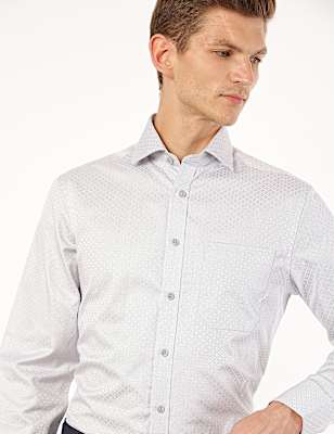 Pure Cotton Dobby Spread Collar Shirt