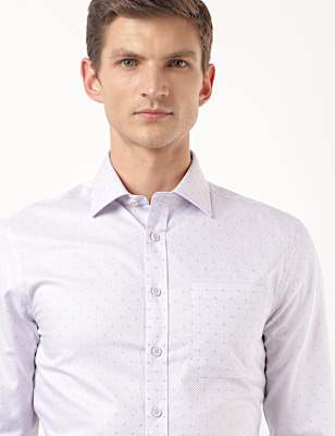Pure Cotton Printed Spread Collar Shirt