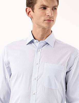 Pure Cotton Striped Spread Collar Shirt