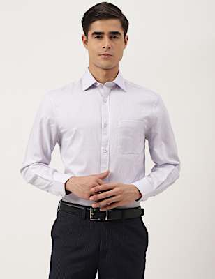 Pure Cotton Textured Spread Collar Shirt