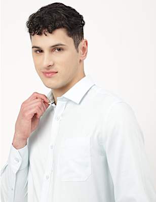 Pure Cotton Dobby Spread Collar Shirt
