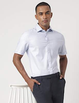 Pure Cotton Check Printed Half Sleeve Shirt
