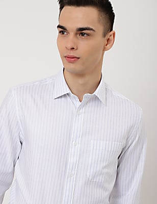Pure Cotton Striped Collared Formal Shirt