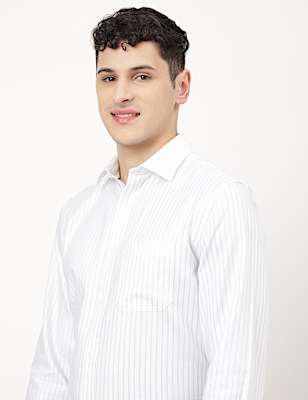 Pure Cotton Striped Spread Collar Shirt