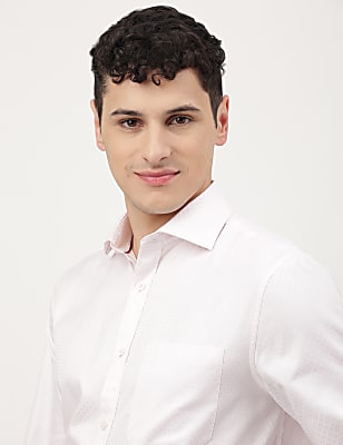 Pure Cotton Dobby Spread Collar Shirt