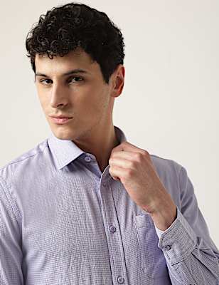 Pure Cotton Textured Classic Collar Shirt