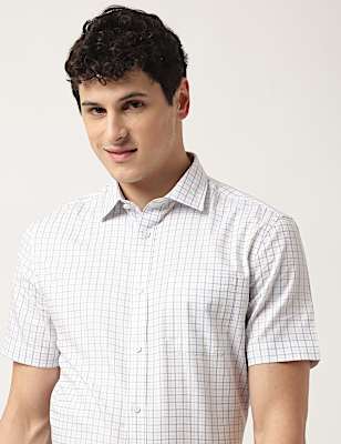 Pure Cotton Check Classic Collar Shirt