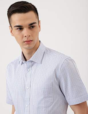 Pure Cotton Check Classic Collar Shirt