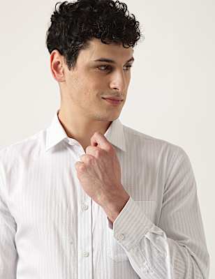 Pure Cotton Striped Classic Collar Shirt