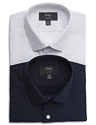 2pk Easy To Iron Design Shirt