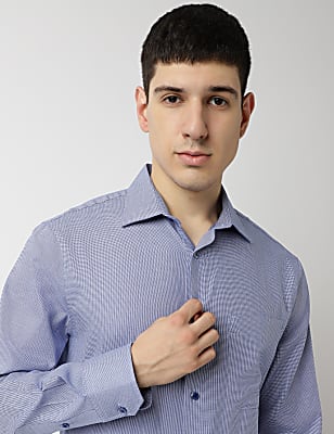 Pure Cotton Textured Spread Collar Shirt
