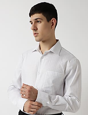 Pure Cotton Checks Spread Collar Shirt