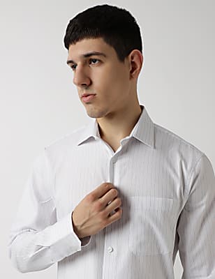 Pure Cotton Stripes Spread Collar Shirt