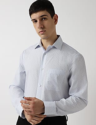 Pure Cotton Stripes Spread Collar Shirt