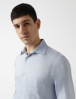 Pure Cotton Stripes Spread Collar Shirt
