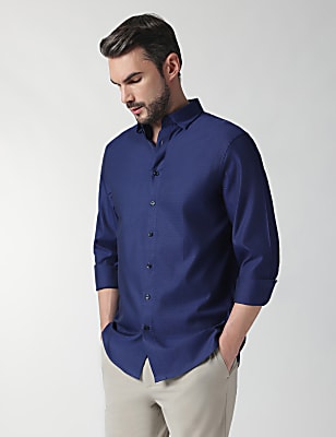 Pure Cotton Self Design Full Sleeves Shirt