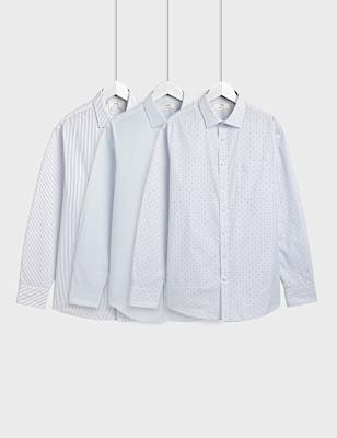3pk Easy Iron Spread Collar Shirts