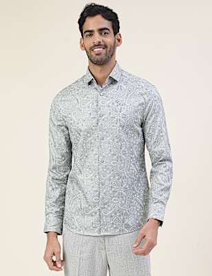 Premium Texture Tonal Floral Slim Fit Shirt