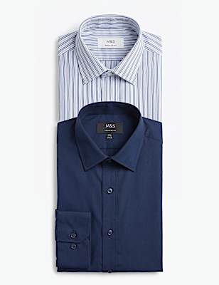 Pack 2 Spread Collar Full Sleeve Shirt