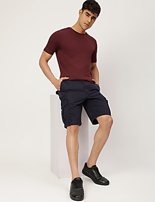 Cotton Blend Round Neck Solid T-Shirt