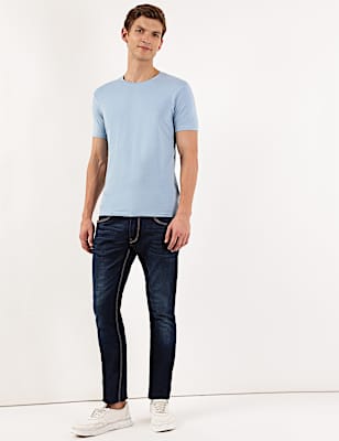 Cotton Blend Round Neck Solid T-Shirt