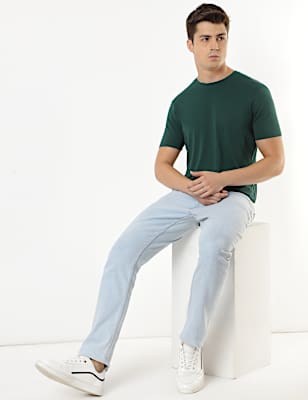 Cotton Blend Round Neck Solid T-Shirt