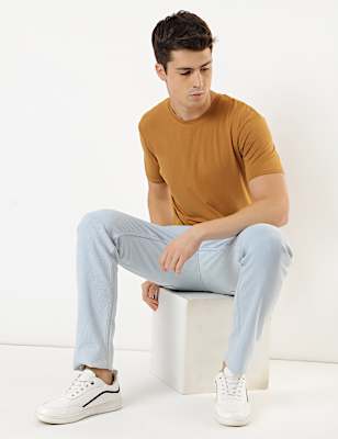 Cotton Blend Round Neck Solid T-Shirt