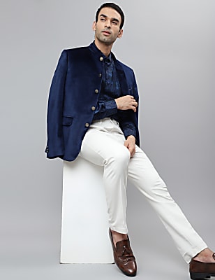 Plain Mandarin Collar Blazer