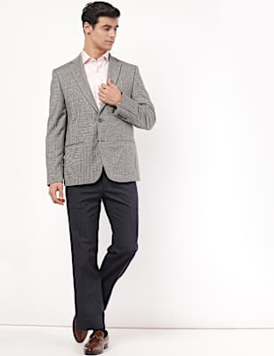 Micro Checked Lapel Collar Blazer
