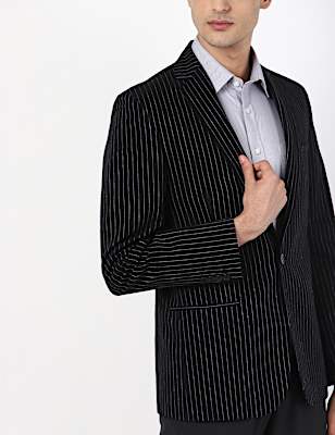 Regular Fit Linen Rich Striped Suit Jacket