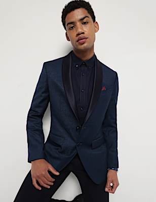 Slim Fit Jacquard Single-Breasted Blazer