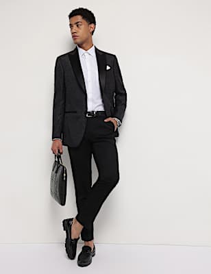 Slim Fit Jacquard Single-Breasted Blazer