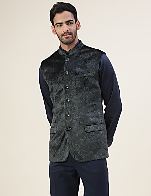 Premium Printed Velvet Tailored Fit Waistcoat