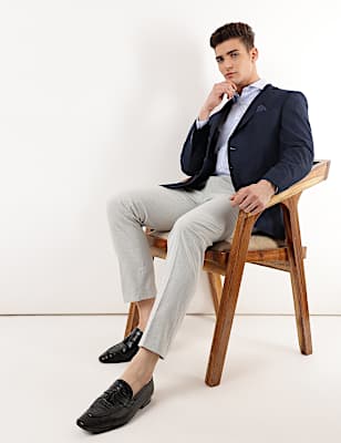 Checked Lapel Collar Blazer