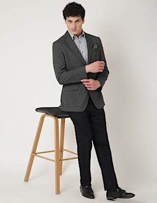 Textured Lapel Collar Blazer