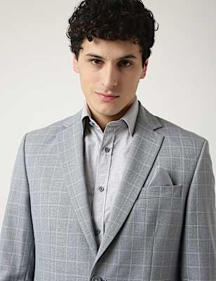 Checked Lapel Collar Blazer