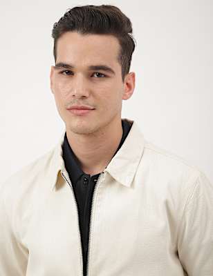 Cotton Mix Plain Collared Jacket