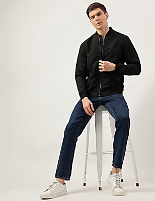 Textured Slim Fit Bomber Jacket