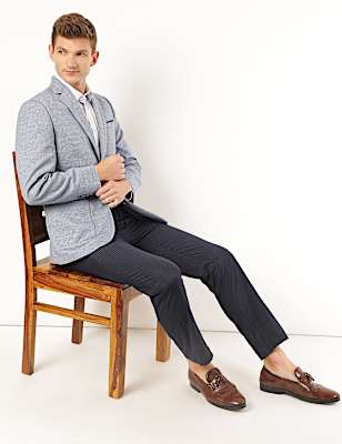 Textured Lapel Collar Blazer