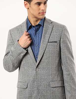 Checks Lapel Collar Blazer