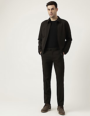 Slim Fit Striped Spread Collar Jacket