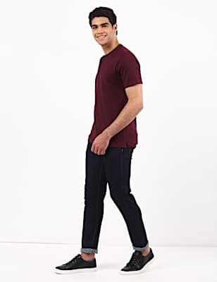 Cotton Mix Plain Tapered Fit Jeans