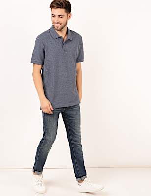 Cotton Mix Plain Tapered Fit Jeans