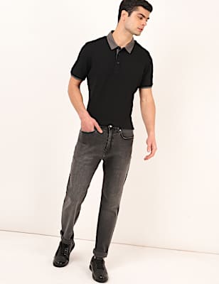 Cotton Mix Plain Regular Fit Jeans
