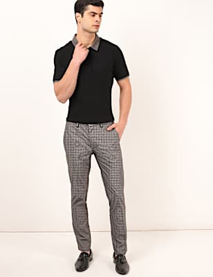 Cotton Mix Self Design Slim Fit Trouser