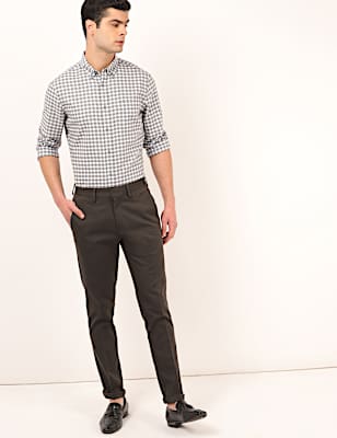 Pure Cotton Self Design Slim Fit Trouser